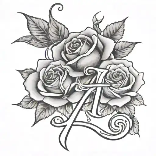 Letter A And J And A Rose