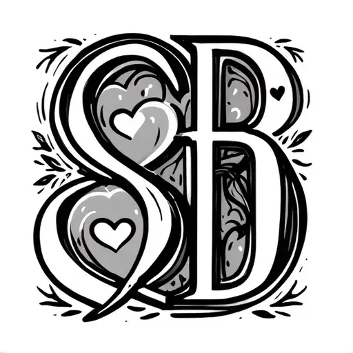 Letters S And D In Love Heart
