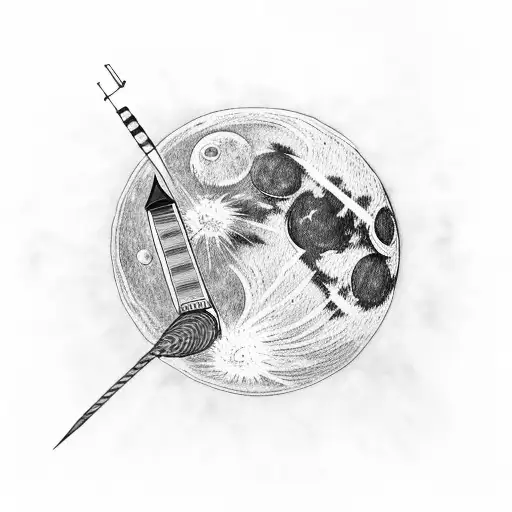 Rocket Flying From The Earth To The Moon Showing Both The Moon And The Earth