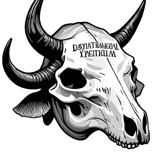 Bull Skull With Names In Horns