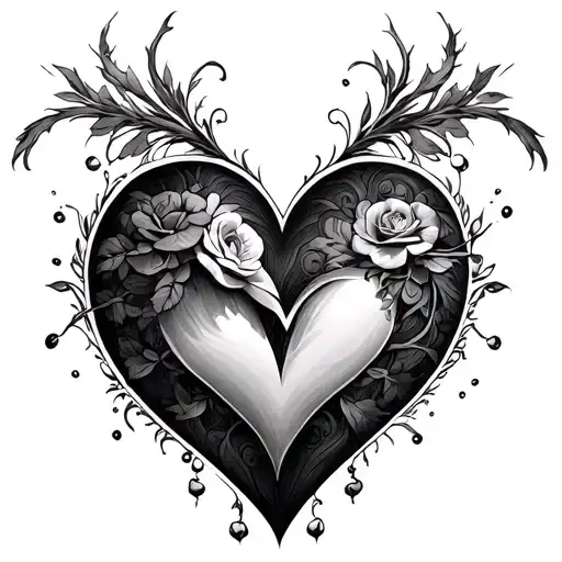 S And D Merged Togheter In Love Heart Fineline