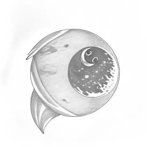 Crescent Moon Inside Saturn