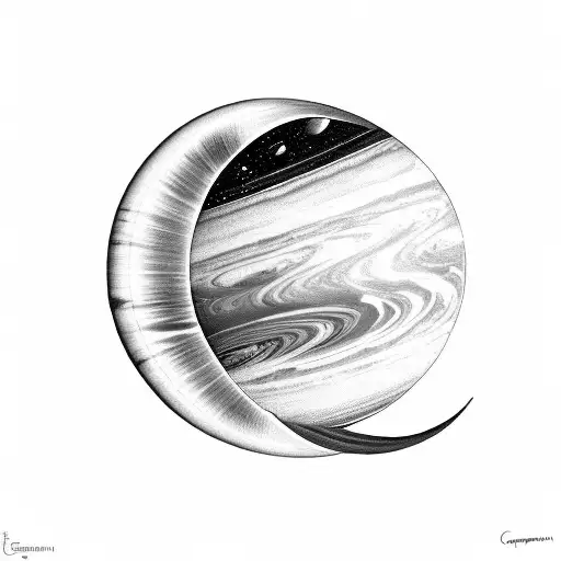 Crescent Moon Inside Saturn