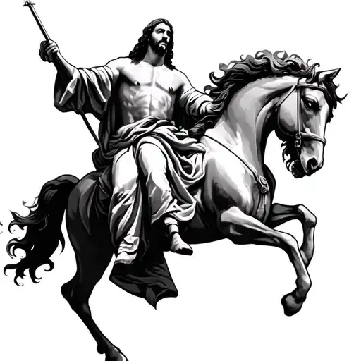 Jesus With Eyes Of Fire On A Horse Of Fire