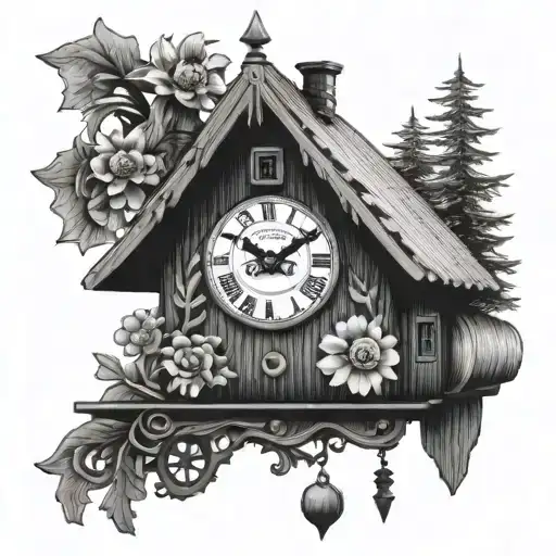 Cuckoo Clock Heavily German Influenced With Edelweiss Flowers German Cottage Simple