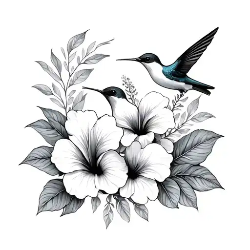 The Word Family With Hibiscus Flowers And Hummingbirds