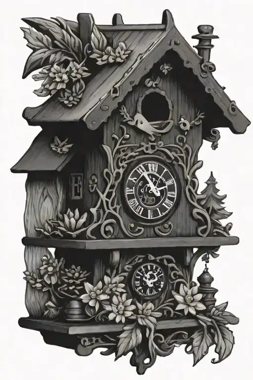 Cuckoo Clock Heavily German Influenced With Edelweiss Flowers German Cottage Simple