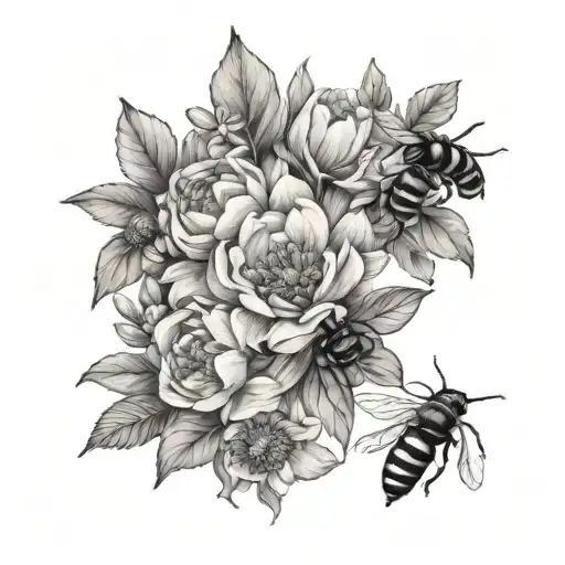 April And September Birth Flowers With 3 Bees