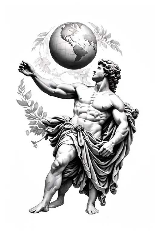 Roman Statue Atlas Holding The Globe On His Back