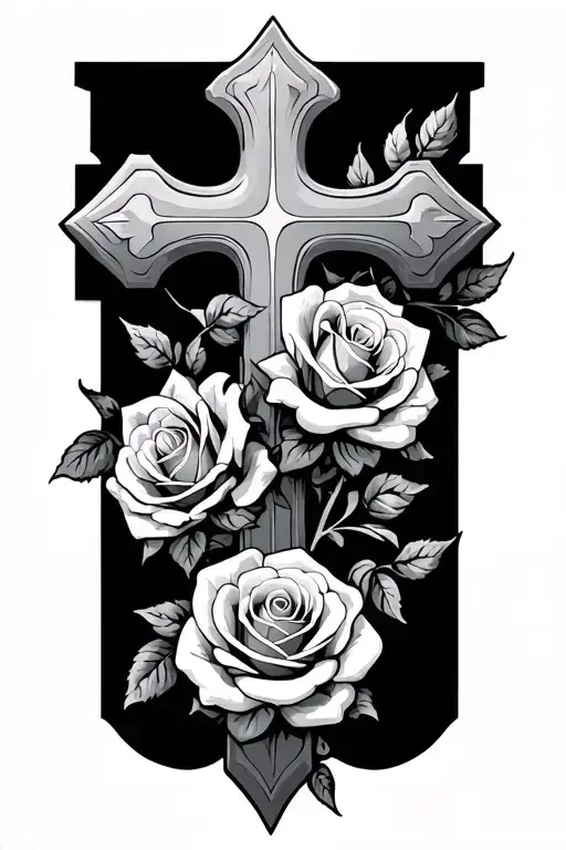 Cross With Roses Wrapped