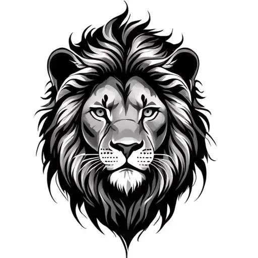 Female Face Tattoo Lion Head