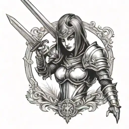 Woman Knight Holding A Sword