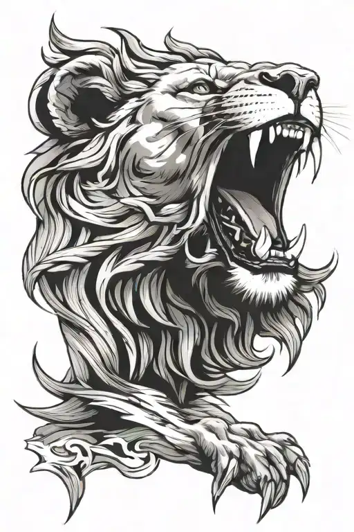 Fearless Lion Roaring In Victory