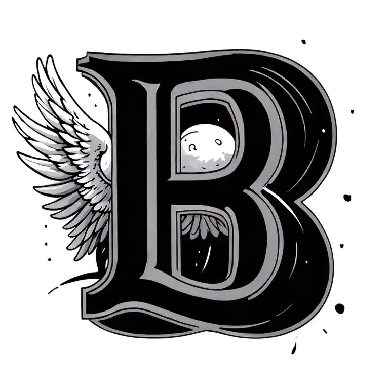 Ball That Flies Away With Letter B And Angel Wing