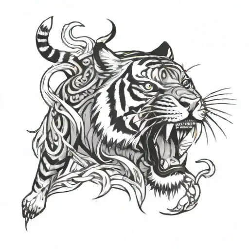 Tiger Neo Trad Tattoo Design