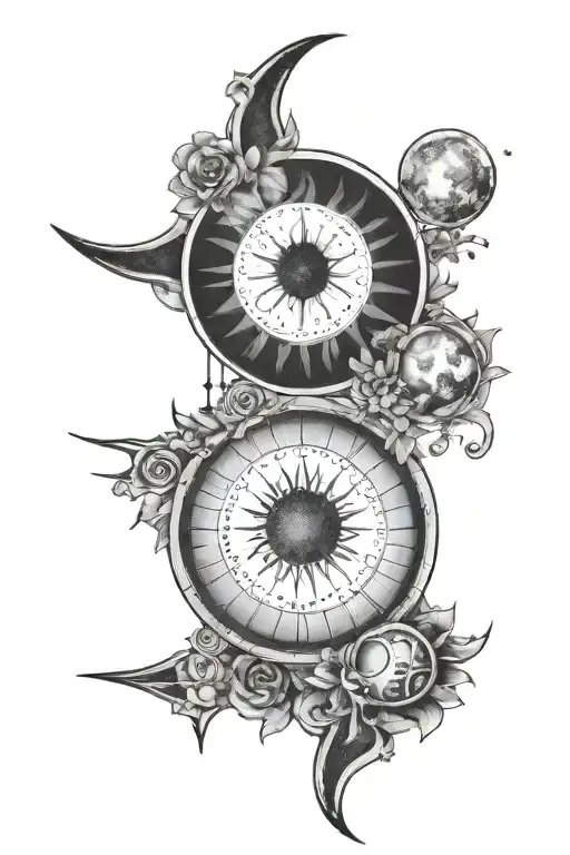 Moon Phases Spine Tatto