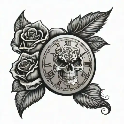 Skull Roses Clock