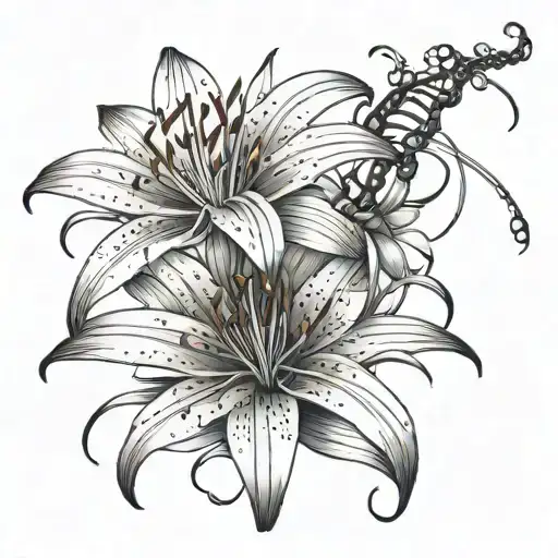 Spider Lily Flower With Centipede