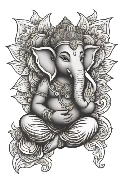 Ganesha Sitting In A Lotus Flower