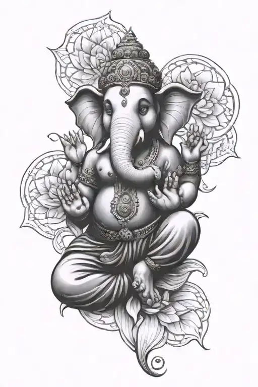 Ganesha Sitting In A Lotus Flower