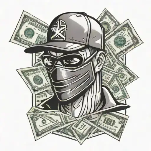 Gangster With Ski Mask And Money