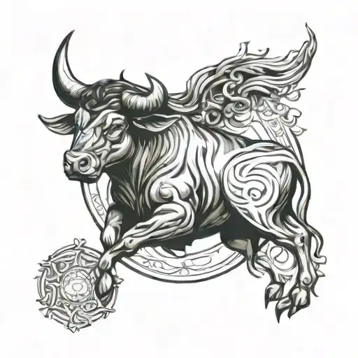 Taurus Bull Zodiac Sign Intertwined