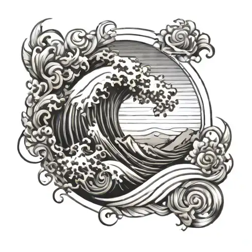 Sun And Waves Fine Line