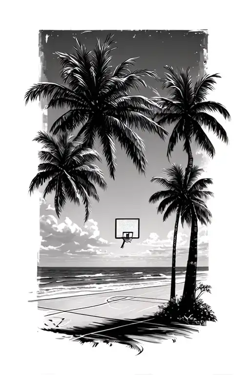 Beach And Basketball Court