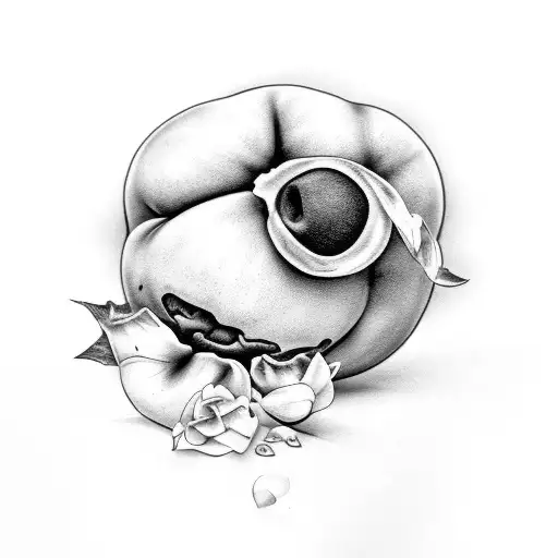 A Realistic Black And Grey Peach With A Subtle Shadow