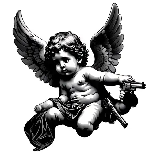 Cherub With Gun On Neck