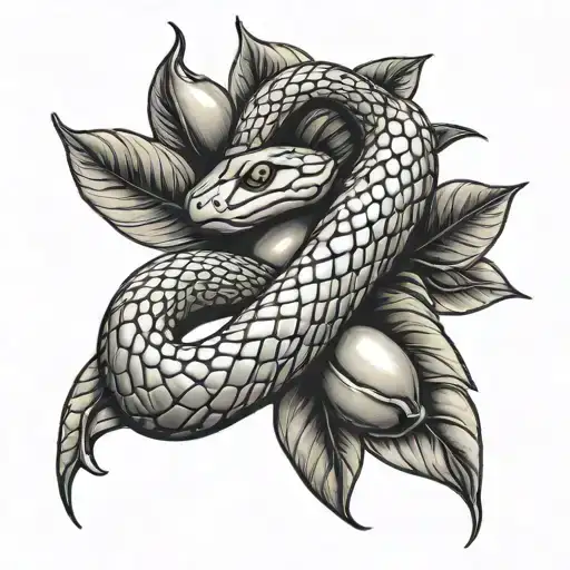 Snake Wrapped Around Lemon Fruit