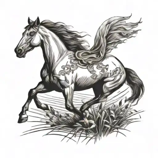 Horse Galloping Through A Field
