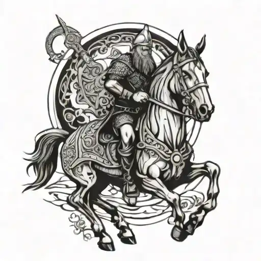 Viking Squeleton Ride Horse Squeleton