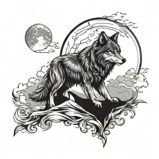 Wolf And Moon