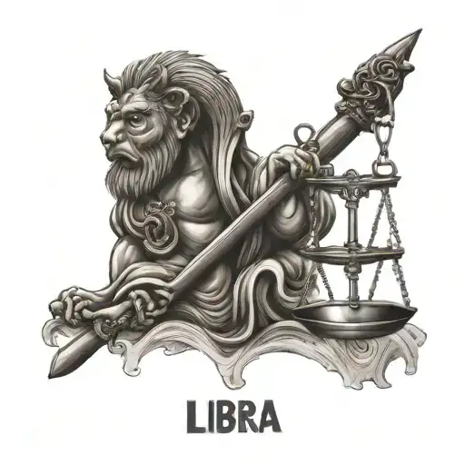 Libra Scale And Japanese Sign For Strenght And Japanese Sign For Love