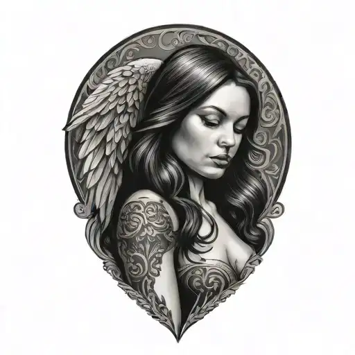 A Sexy Dark Haired Angelic Woman Laying