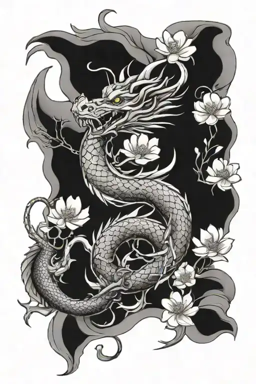 Dragon And Cherry Blossom