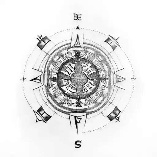 Vegvisir Symbols Around A Nautical Compass Forearm