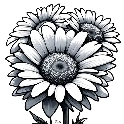 Fine Line Daisy With Stem Writing That Says Crazy Daisy