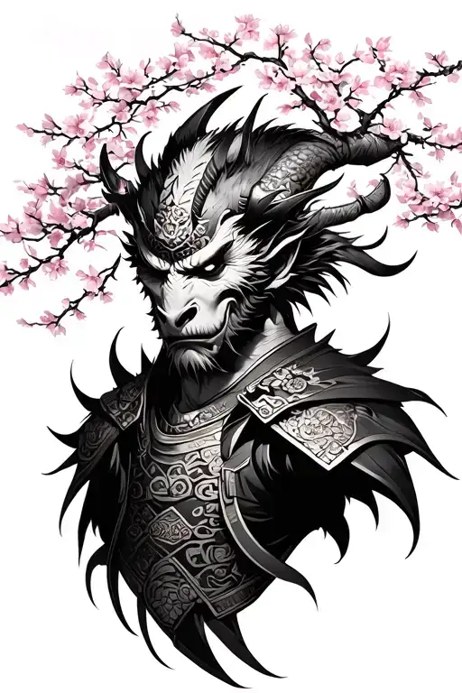 Demon Samurai X Cherry Blossom Tree