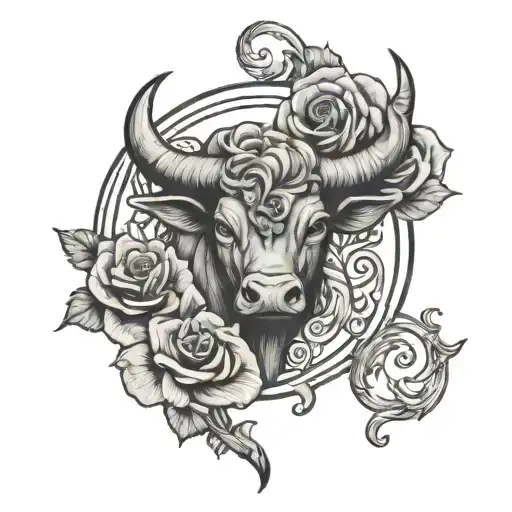 Taurus Symbol With Roses