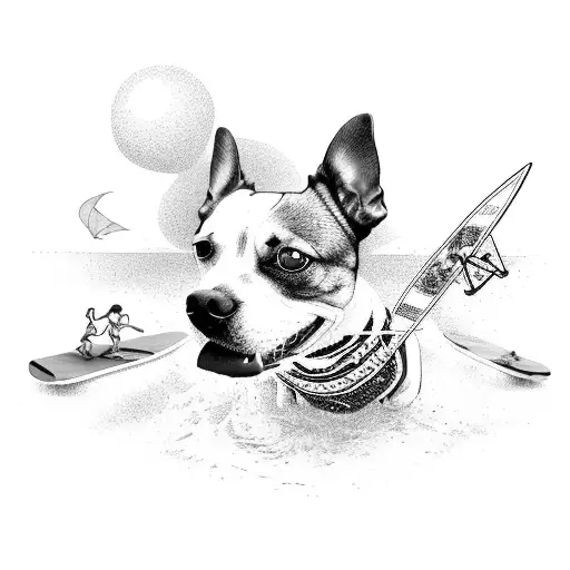 A Beach Scene With A Skateboarding Dog