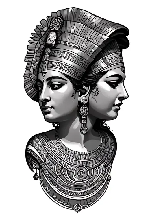 Queen Nefertiti And Aquarius Water Bearer