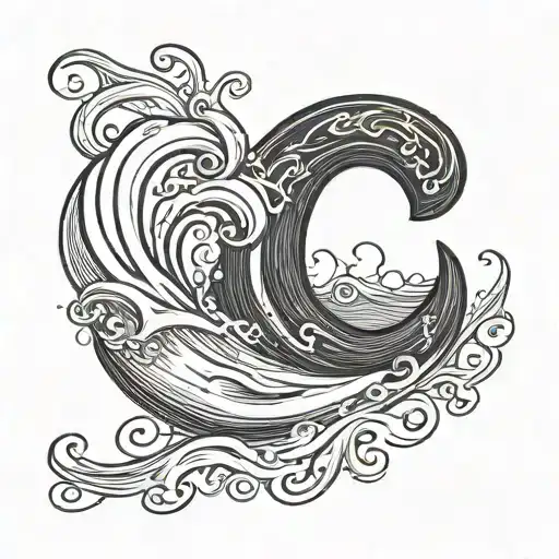 The Letter C In Cursive That Looks Like Ocean