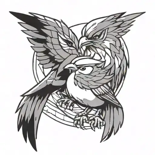 Line Art Of Pokemons Pidgey And Haunter Standing Next To Eachother