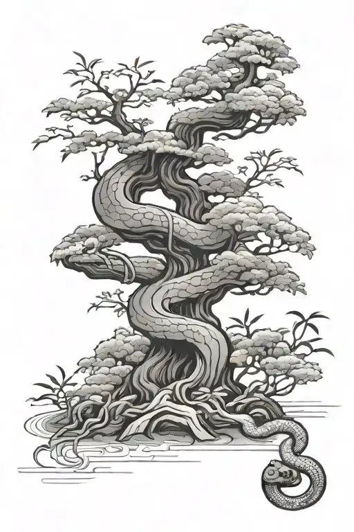 Bonsai Tree With Snake