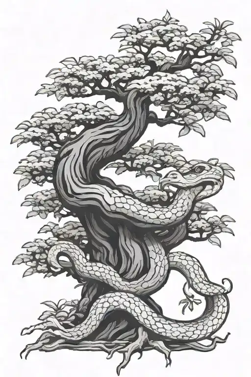 Bonsai Tree With Snake