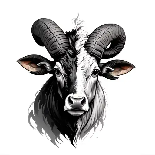 Half Taurus Bull Face Half Aries Ram Face
