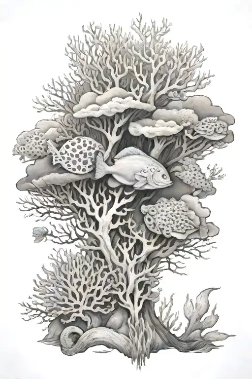 Bottom Ocean Coral Scene