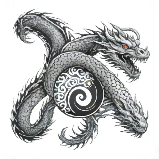 Dragon Wrapped Yin Yang Symbol